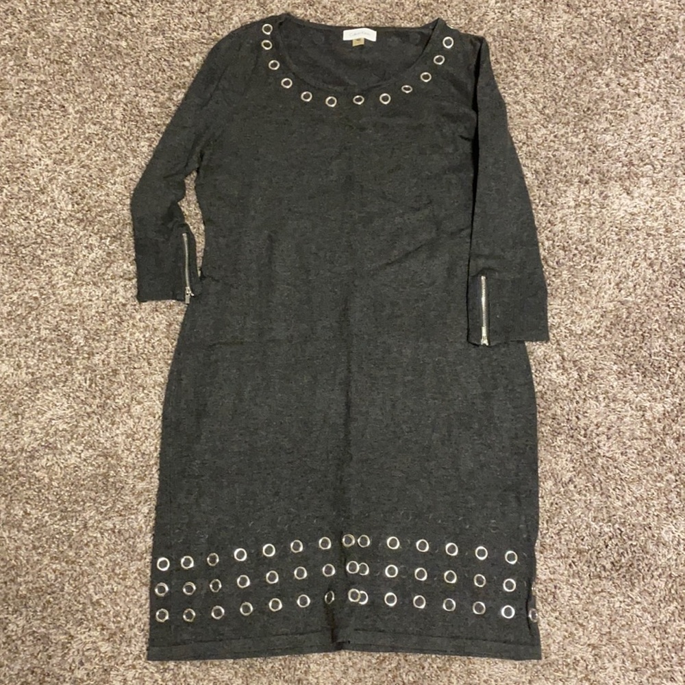 Beautiful trendy sweater dress with metal embellishments
